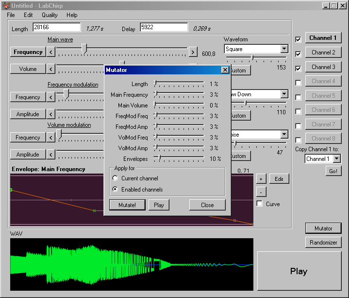 LabbedNet's tweet photo. #LabChirp v 1.25 will have a mutator, where you can randomize your sound slightly, to shake thing around. #gamedev http://t.co/0cfeokajO1