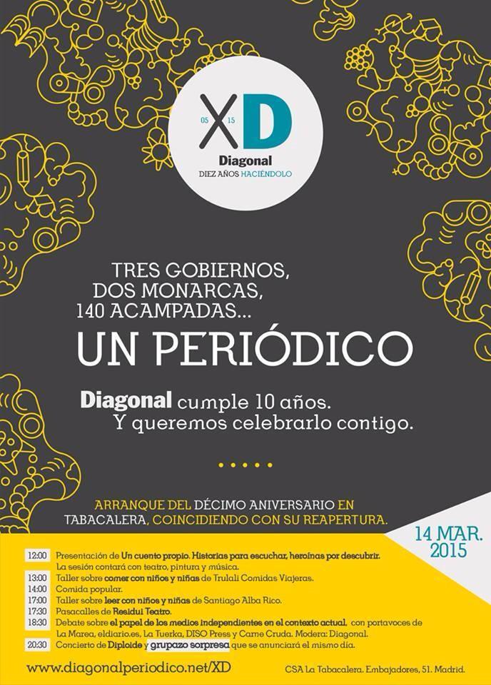 Dididiploide's tweet image. Participamos en la primera fiesta del décimo aniversario de @El_Diagonal 14 de marzo, Tabacalera, Madrí! #ganas