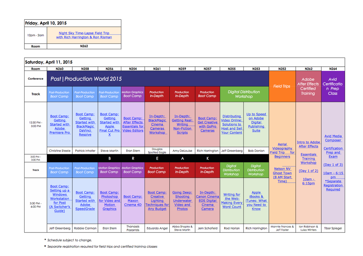 MASSIVEMATTER's tweet photo. A ton of great Post | Production World sessions this year! Which sessions would you attend? #NABShow Cc: @NABShow http://t.co/5h7XYSLcsG