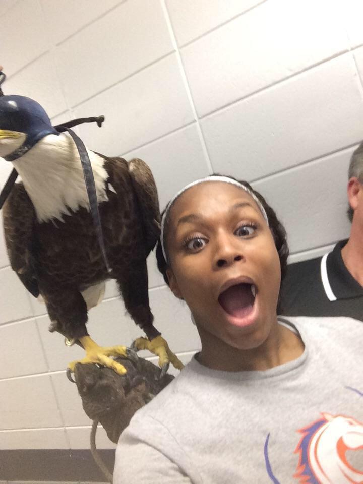 CoachGerlich's tweet photo. Don't let her face fool u, this fish "stole" the show as we tamed the Eagles 66-41 #6steals #7onsingleseasonsteallist http://t.co/Ts2jkwyHwm