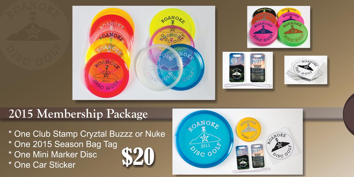 RoanokeDiscGolf's tweet photo. Hit us up for your 2015 @RoanokeDiscGolf Membership pack, including premium disc, bag tag and more! #GreenfieldDGC http://t.co/VbXvxM1oQn