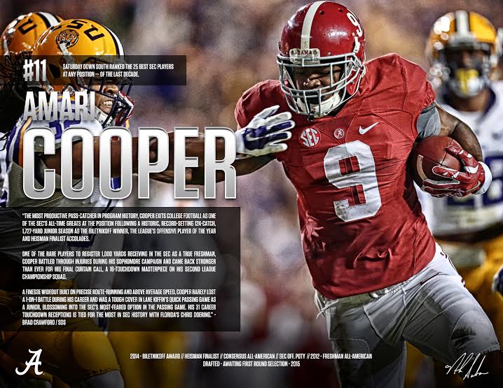 Amari Cooper makes @Football_South list of top 25 players in the SEC in the last decade
