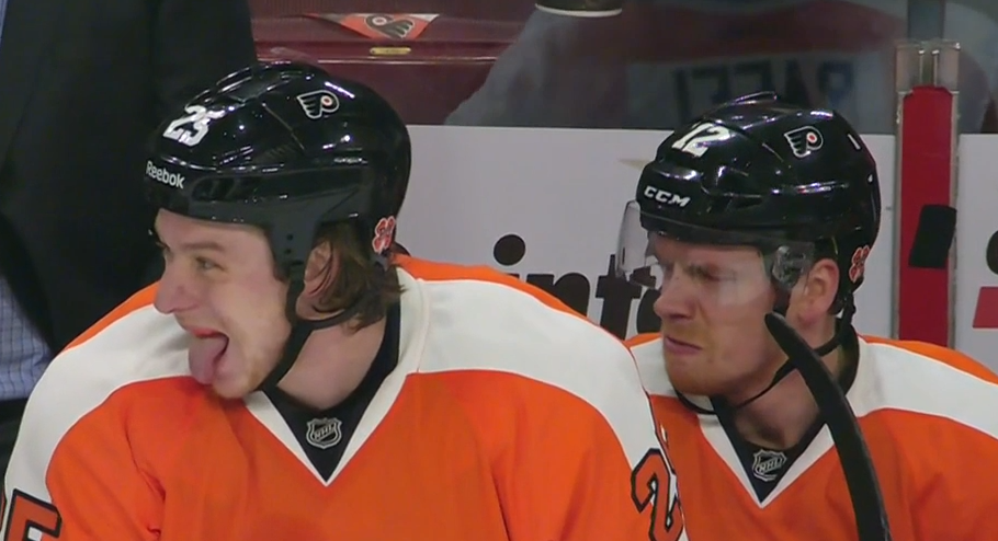 NHLFlyers's tweet photo. True Detective Season 2? RT @Drewski89: A lesson in "Stink Eye" from your Philadelphia Flyers. http://t.co/md0KSR0P0n