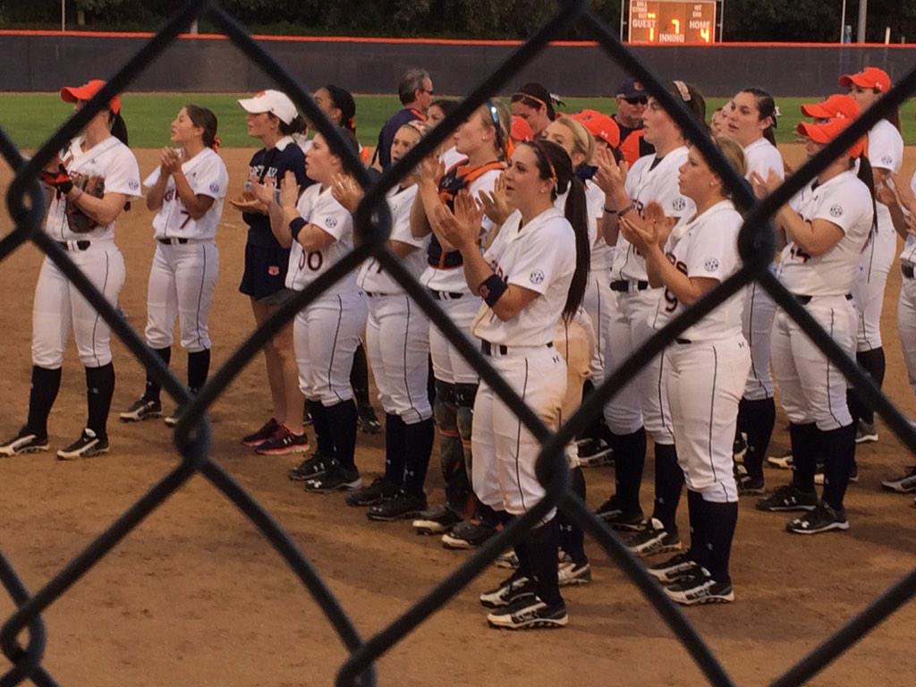 A spirited singing of the fight song after today's games. What a first day here in Fullerton. #WarEagle