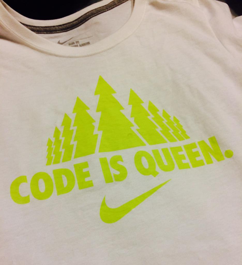 lindseysugino's tweet image. Thanks @Nike for my new favorite tech shirt. #codeisqueen #GDC2015