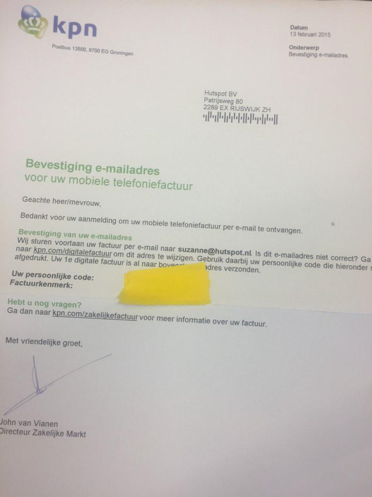 KPN 5 maanden digitaal. Gelukkig krijg ik ook 5 maanden een brief waarin staat dat ze een mail gestuurd hebben! #kpn