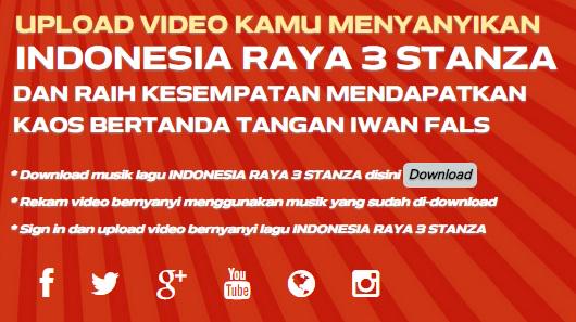 Ayo upload video menyanyikan Indonesia Raya 3 Stanza. Ada merchandise exclusive Iwan Fals loh!