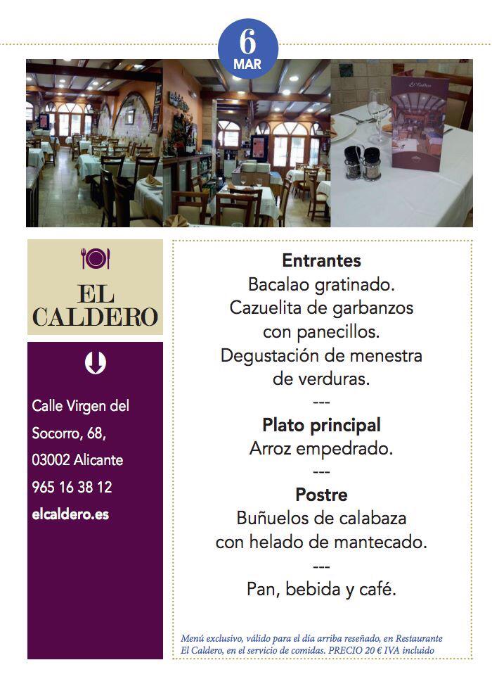 3° VIERNES ↪'JORNADAS GASTRONÓMICAS DE CUARESMA' en el <a href="/rest_el_caldero/">El Caldero</a> alicantepress.com/2015/02/17/la-… vía <a href="/AlicantePress/">Alicante Press</a>