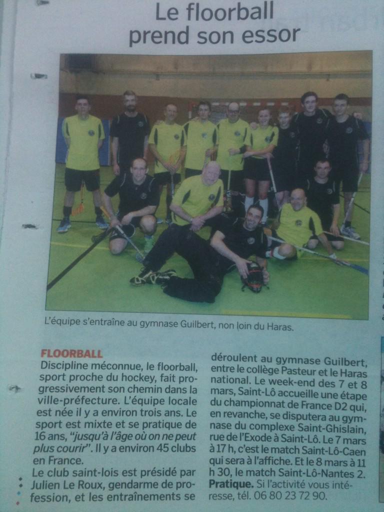 Article ce matin dans journal pour annoncer le tour de chpt  organisé ce we par les corsaires #floorball