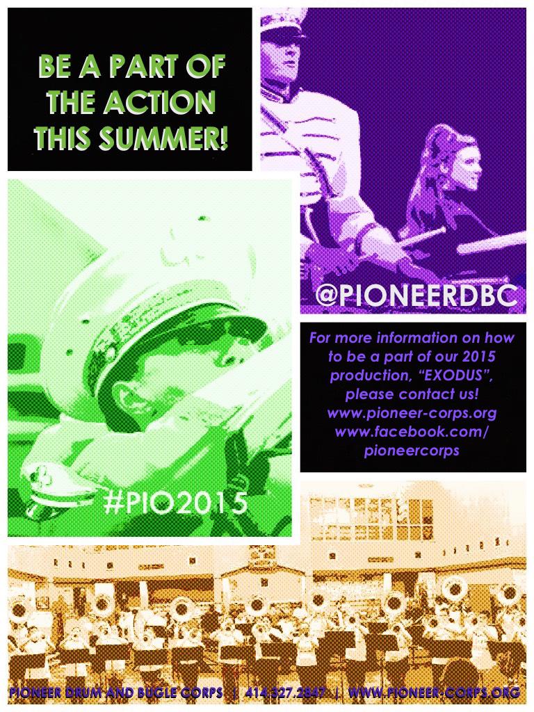 pioneerdbc's tweet photo. Experience Exodus &amp; B a part of the action! Join Pioneer 2015! #pio2015 #Pio150 #growdrumcorps #dci2015 #DCI15 #DCI http://t.co/wkVaFD7hoL