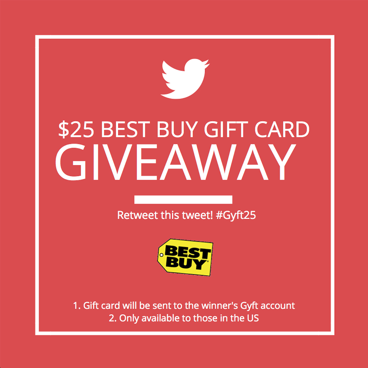 RT this tweet for a chance to win a $25 @BestBuy gift card! There will be 1 winner #Gyft25 (Ends 3/16) #BestBuy #Gyft