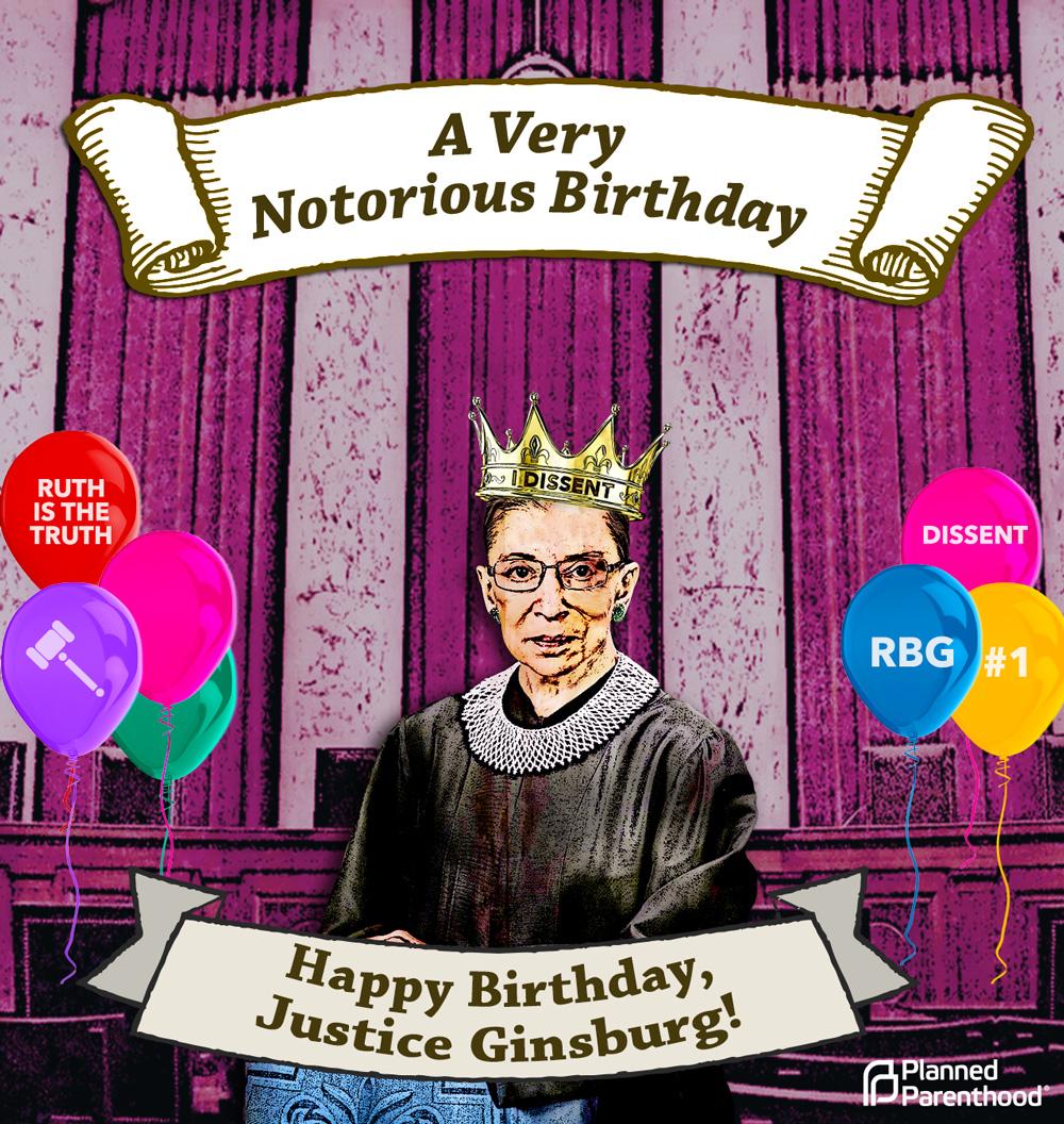  Fierce. Fabulous. Notorious.
HAPPY BIRTHDAY, Justice Ruth Bader Ginsburg!  