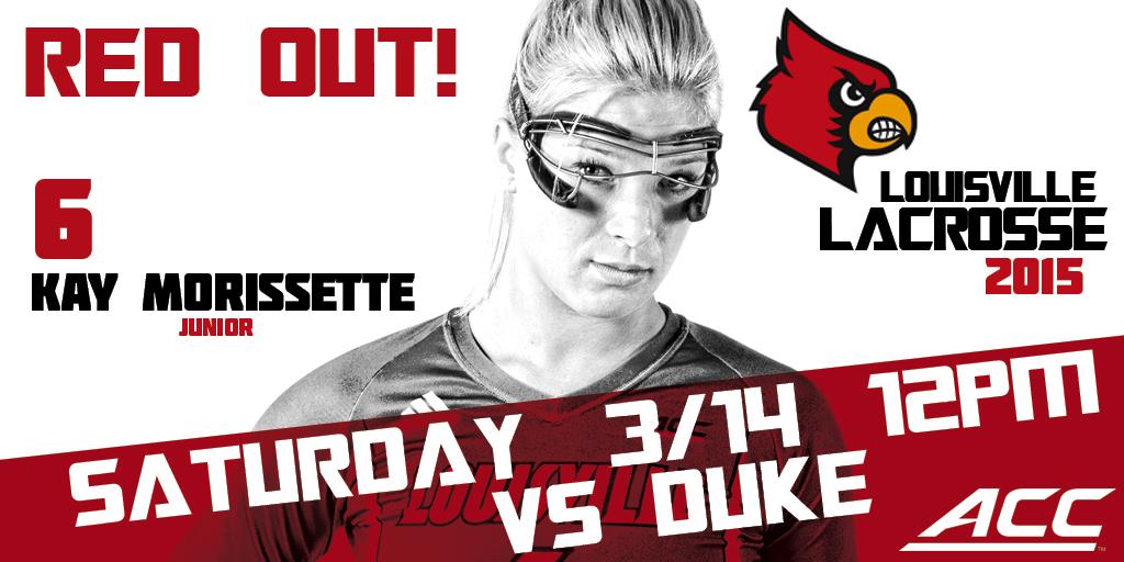 LouisvilleLax's tweet photo. Home ACC play opens TOMORROW! First 100 fans receive a t-shirt as we RED OUT Duke! #knowyOURwhy #impACCt #ACCFirsts http://t.co/PfNaawhENk