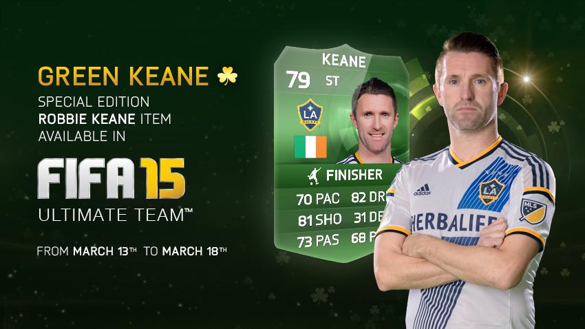 LAGalaxy's tweet photo. Win the @EASPORTSFIFA St. Patrick’s Day tournament to get this special edition green Robbie Keane item! #FUT http://t.co/e28jTvkOqQ