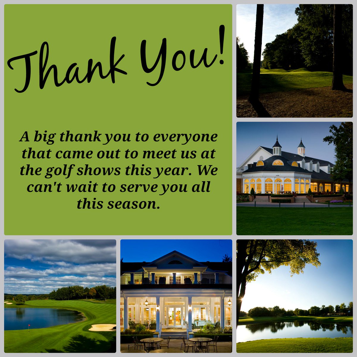 Thank you to everyone we met at the golf shows we attended. We look forward to having you all with us this season!