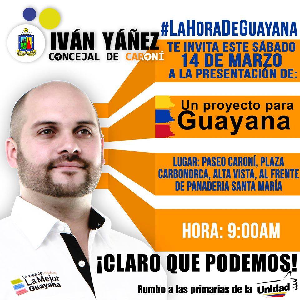 IvanYaz's tweet photo. Por que es el momento de la Renovación Generacional del Liderazgo Guayanes #LaHoraDeGuayana MAÑANA http://t.co/Fm2LZ0i5be