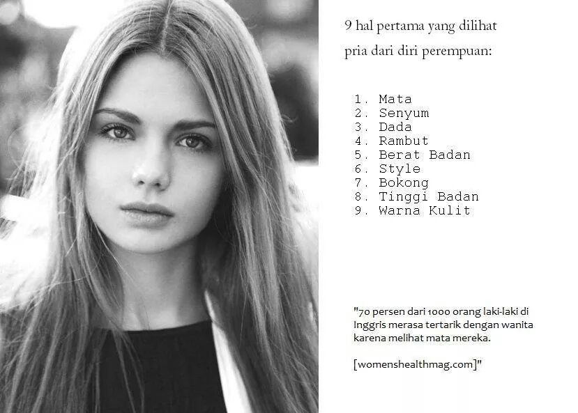 swaragamafm's tweet photo. Hm.. "@jogjafamily: Ini dia 9 hal pertama yang dilihat pria dari diri perempuan saat pertamakali bertemu. http://t.co/7prbHcDs75"