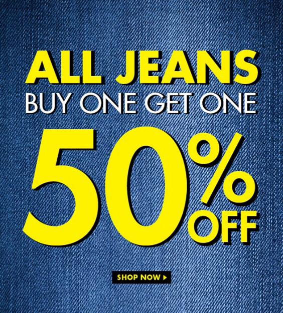 JeanMachinePen's tweet image. Don't miss out on this great denim promotion! All jeans are Buy One Get One 50% off for a limited time