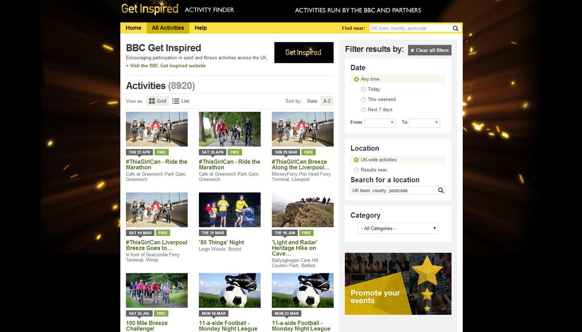 bbcgetinspired's tweet photo. Want to have fun and get in shape? #GetInspired and try out our Activity Finder http://t.co/EiW1IS0BOY http://t.co/D1YZKN7ltL