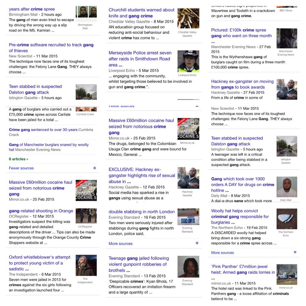 Jmatteyleeds's tweet photo. Crimes committed by gangs in a few months.R we just assuming theyre committed by a 'Gang' from the media @SSP_Cissues http://t.co/GoZsw5k5nm