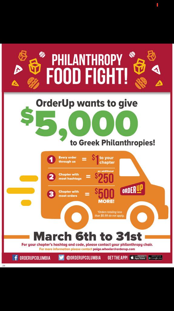 “<a href="/OrderUpColumbia/">OrderUp Columbia</a>: The Philanthropy Food Fight continues! Keep it up, people! #PFF ” @MizzouAXO <a href="/PhiKaps_Mizzou/">Phi Kappa Theta</a>