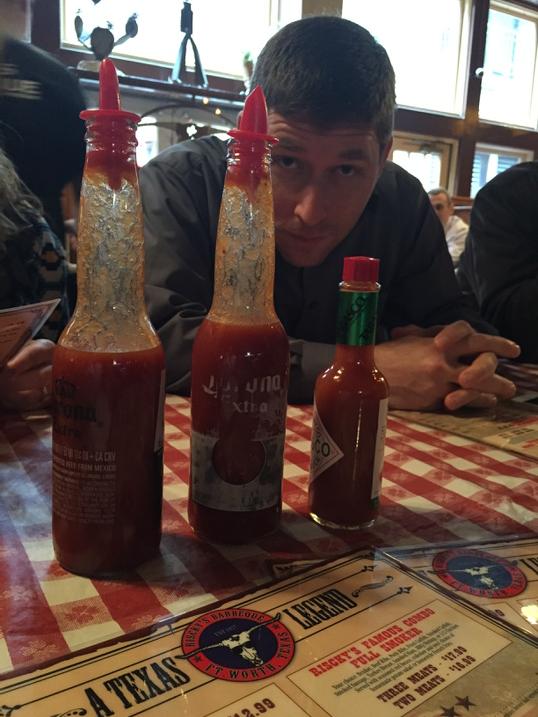 SDesignerd's tweet photo. Hot sauce, hot sauce, hot sauce....not sauce! #idec15photo #quad #howdy #dougphotobomb http://t.co/bepjsYhMxg