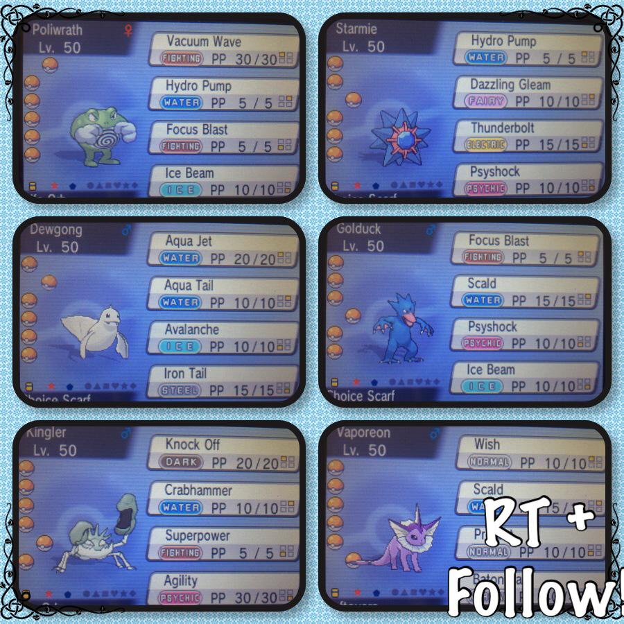 MegaReuniclus's tweet image. 💧💧 RT + FOLLOW TO WIN THESE OG 6 IV SHINY BATTLE READY WATER TYPES 💧💧 Ends March 25th!