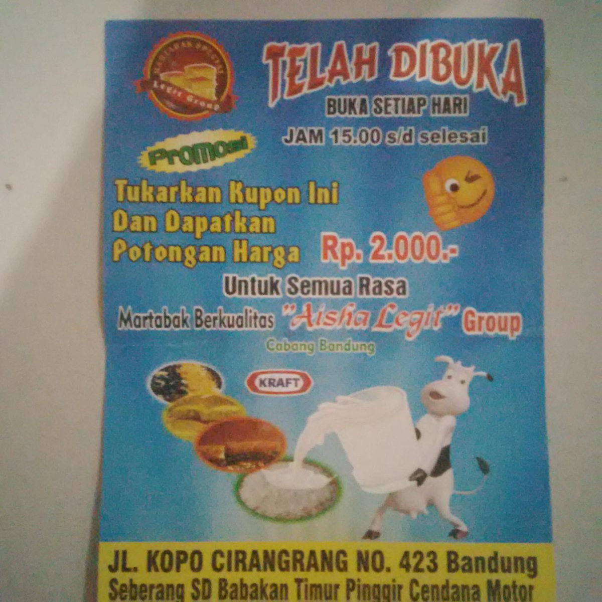 Martabak_LEGIT's tweet photo. Hayu rame2 warga kopobandung  mampir ke Gerai Martabak Legit, kualitas Martabak SanFrancisco harga meRAKYAT https://t.co/PO6VO5CnXr