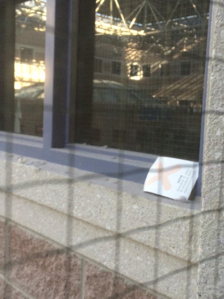 taylor_jacob19's tweet photo. Who else has questioned the "vote" ad from 2011 on the second floor bridge of Pocock? #PocockProblems http://t.co/frljADmjgH