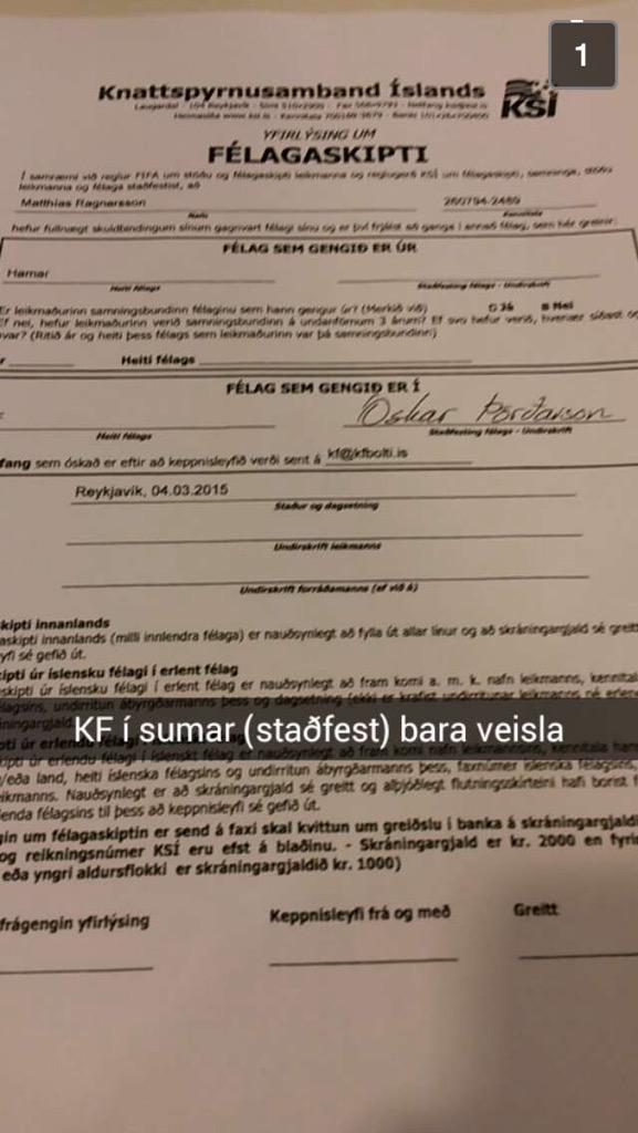 oskarsmari7's tweet photo. Stærstu félagaskiptin í þessum glugga að ganga i gegn i dag. Stóri @MattiRagnars í búrið í KF!! #fotboltinet #veisla http://t.co/5rRj65kTgX