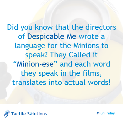 tactilesystems's tweet photo. Labada FunFriday! Oafeye a agei punta yee yay torute sec rahrap nunu ta hemelm #Minions ore? poopaye! http://t.co/IJuHZygeST