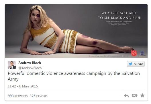 libe's tweet photo. Violences domestiques: «Pourquoi est-ce si difficile de voir le(s) bleu(s)»? #TheDress #LaRobe http://t.co/gTCrGJTUyQ http://t.co/8DHkCBptgm