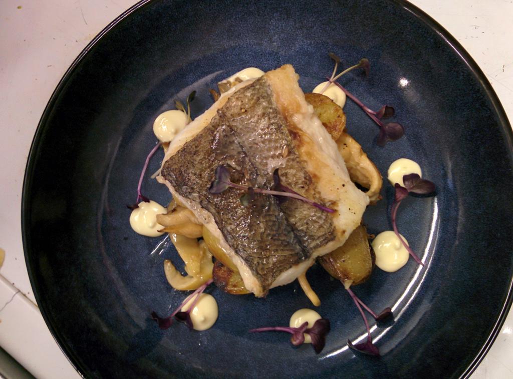 Pan seared hake, sauteed potatoes, wild mushrooms and lemon mayo. As always the Special is £7.95 w/ choice of side.