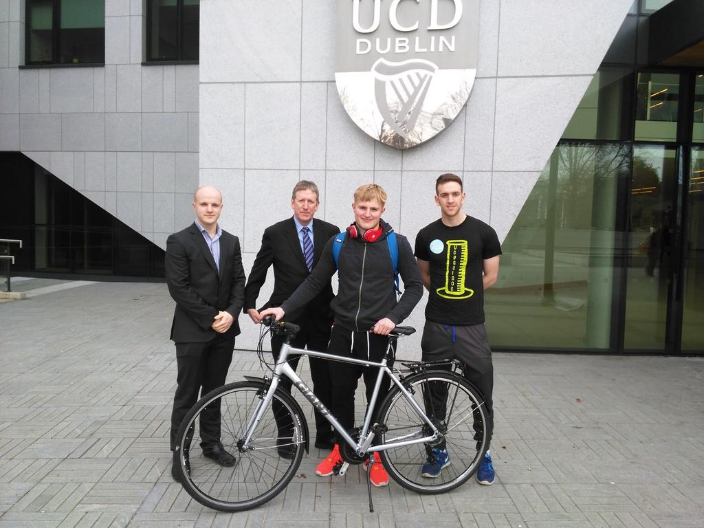 ucdsciencesoc's tweet photo. Winner of our bike raffle for our #Scicle2015 James Fleming collects his prize! big thanks to sponsors @BOIstudents! http://t.co/qNZWZbhmq0