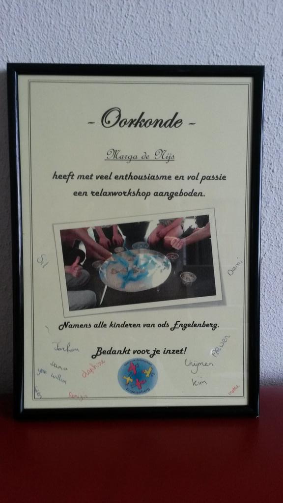 Origineel bedankje van leerlingen #odsEngelenberg #Kampen nav relaxworkshops gr. 7&amp;8. Lief.