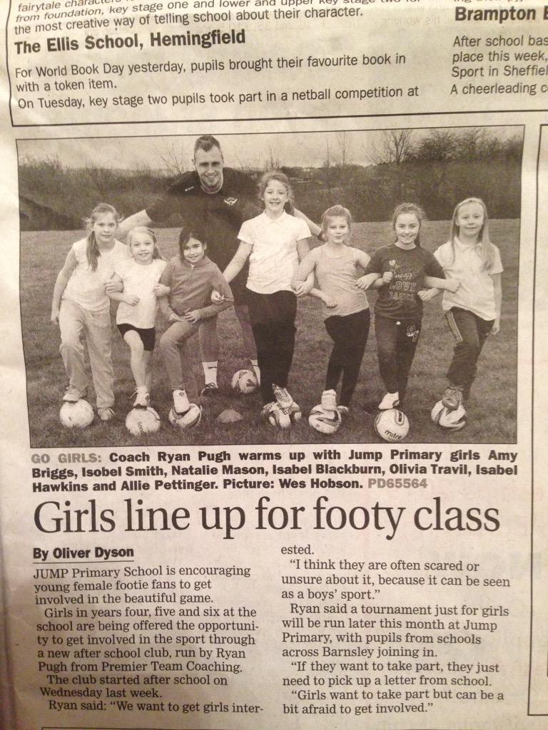 PremTeamCoach's tweet photo. @1RyanPugh Making the chronicle with the work he is doing with the girls football team at Jump Primary School http://t.co/VnbDDMYEuC