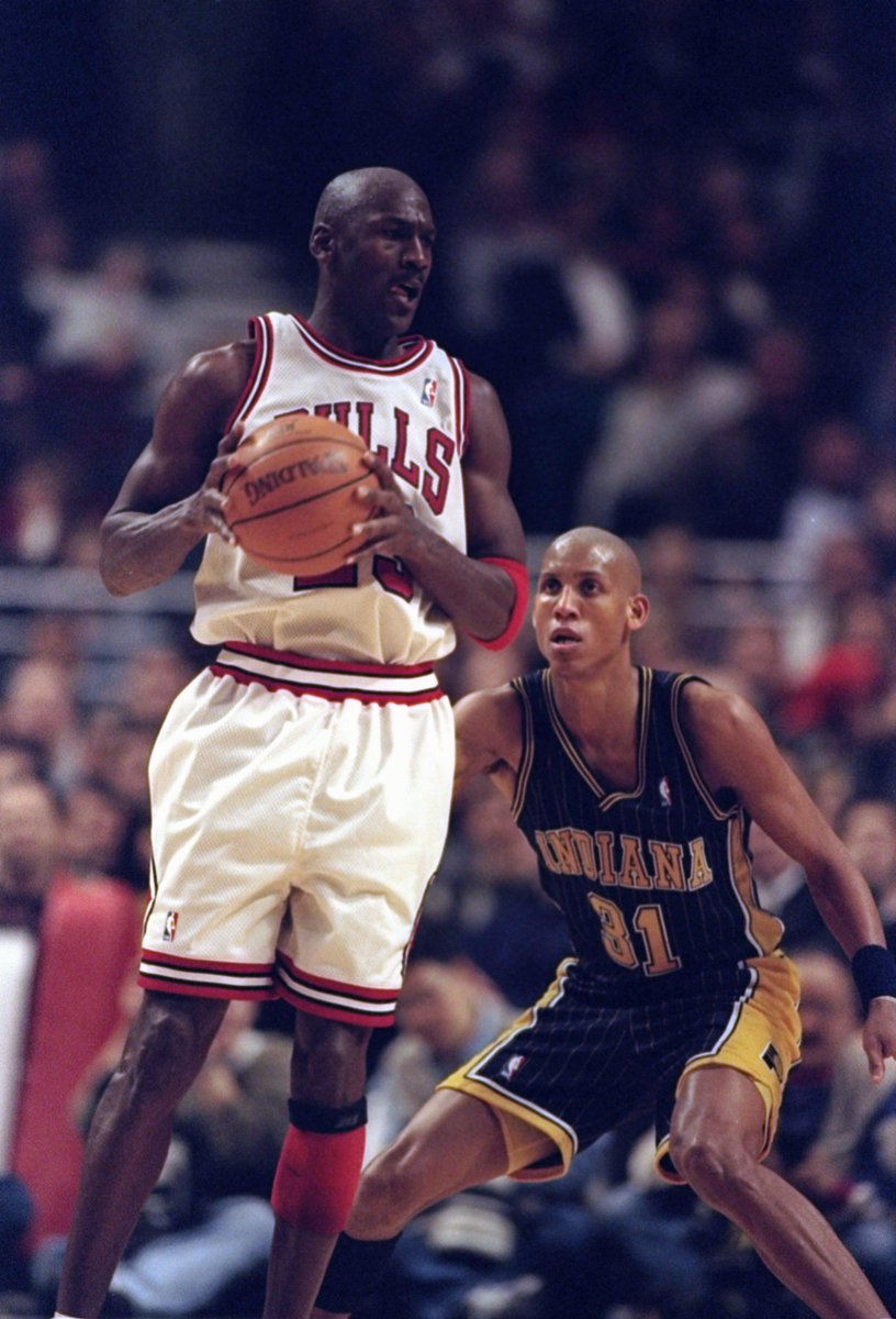 BleacherReport's tweet photo. VIDEO: Reggie Miller says Michael Jordan once referred to himself as Black Jesus during a game http://t.co/UqPVRe7QAI http://t.co/8hoyXtrTWg