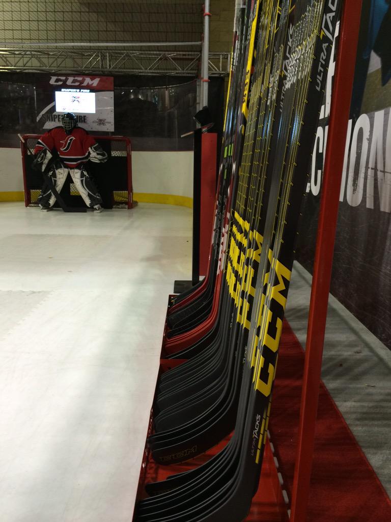Trying out some new <a href="/CCMHockey/">CCM Hockey</a> sticks in Minnesota at the #letsplayhockey expo! #madeofhockey