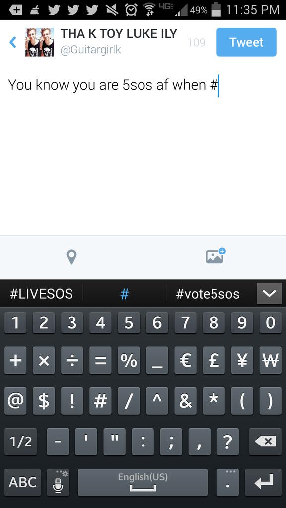 Guitargirlk's tweet image. I TYPE # AND #LIVESOS AND #VOTE5SOS COME UP OMFG