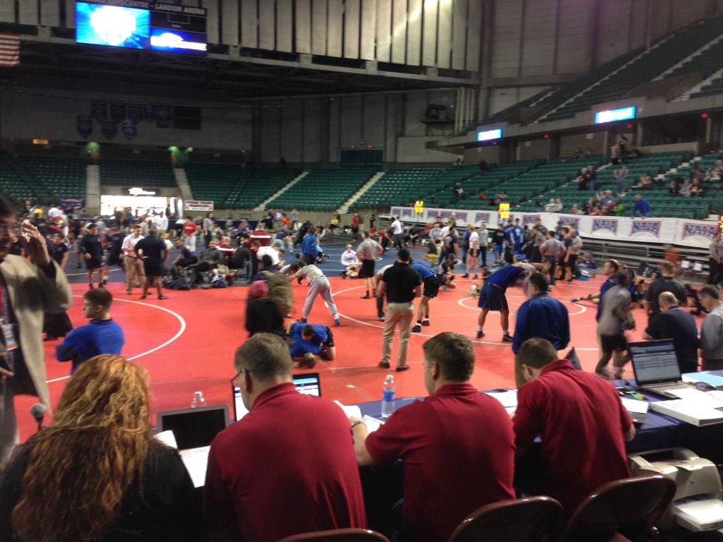 Warming up for #naiaWrestling It's the chaos before the madness. Good luck champions! #Topeka #championship
