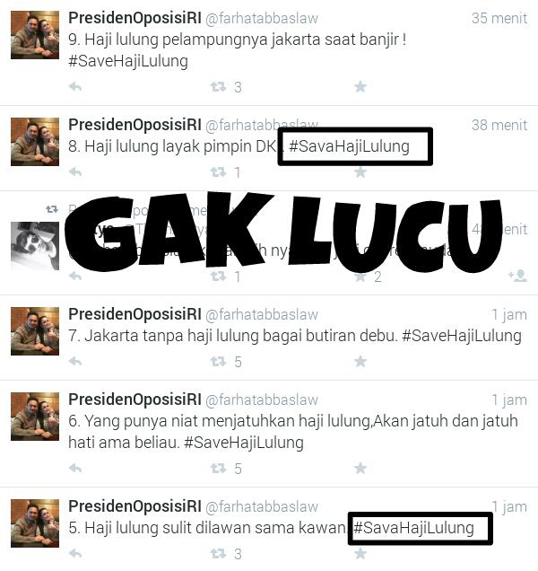 Saat <a href="/farhatabbaslaw/">PresidenOposisiRI</a> mau cari sensasi di #SaveHajiLulung dan gk lucu, disitu haji lulung sedih
