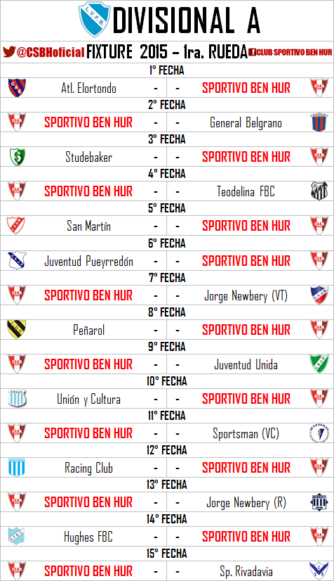 CSBHoficial's tweet photo. #LVFB - FIXTURE ALBIRROJO | Las 15 fechas representan la primera rueda. En la segunda, se invierten las localias. http://t.co/oHCFXFtvY0