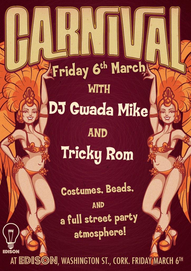 Edison_cork's tweet photo. It's carnival time #gwadamike #carnival #cocktailscork http://t.co/SKeJzcqcXV