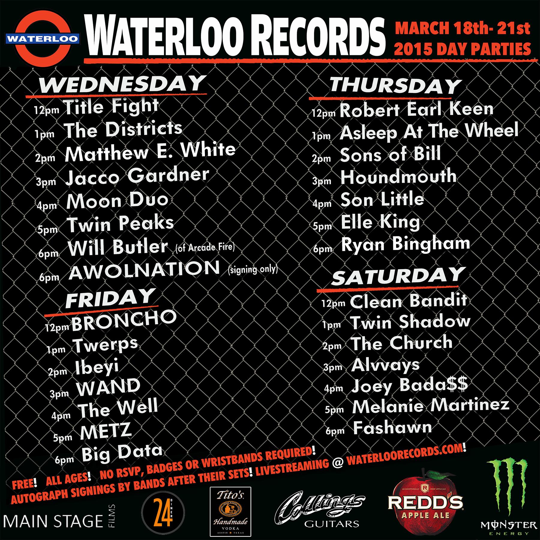 Waterloo Records on Twitter "Our final SXSW Day Party lineup is here