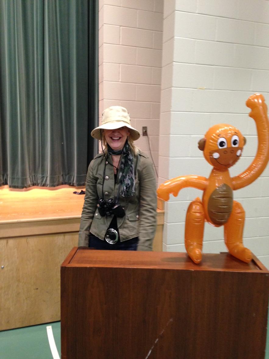 ALJ_official's tweet photo. Principal Mrs. MacLeod in costume at the kick off assembly for the school read-a-thon, "Wild  About Reading" http://t.co/YqlxuLIJ85