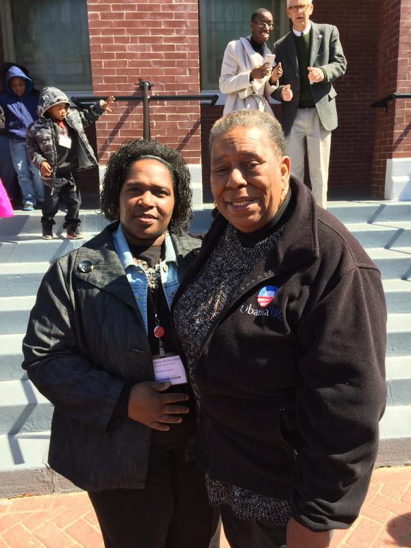 gteskew's tweet photo. JoAnne Bland, Charzetta Richardson at Brown Chapel w/teachers, Ala Humanities Dionne Clark, &amp; me in Selma for 50th! http://t.co/BDysLU4oNq