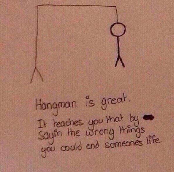 DepressifQuote's tweet image. "Le pendu c'est bien.Ça t'apprend qu'en disant des choses fausses ,tu pourrais mettre fin à la vie de quelqu'un."