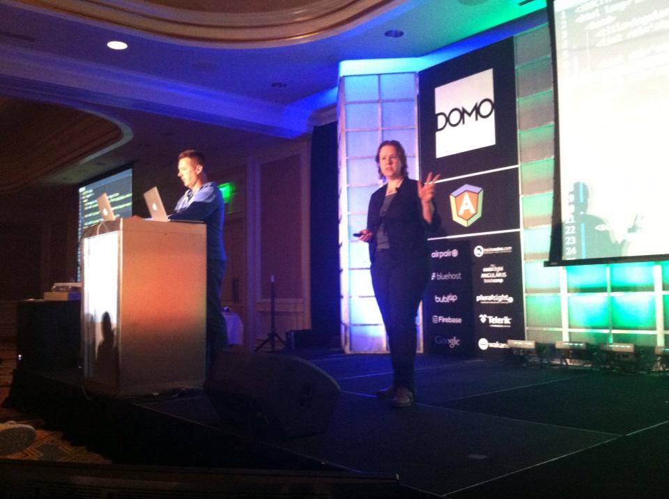 bonnster75's tweet image. @naomitraveller and @ThomasBurleson live coding at #ngconf #BraveSouls #AngularMaterialDesign #directives #responsive