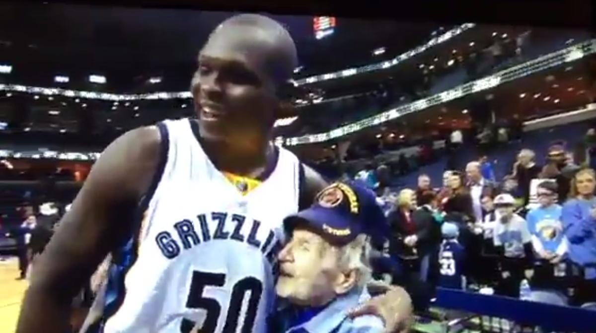 SBNation's tweet photo. Oh man. Zach Randolph took time to thank a Grizzlies fan who fought on Iwo Jima after the win: http://t.co/Ed6oUvmUAH http://t.co/U796qRHlmS