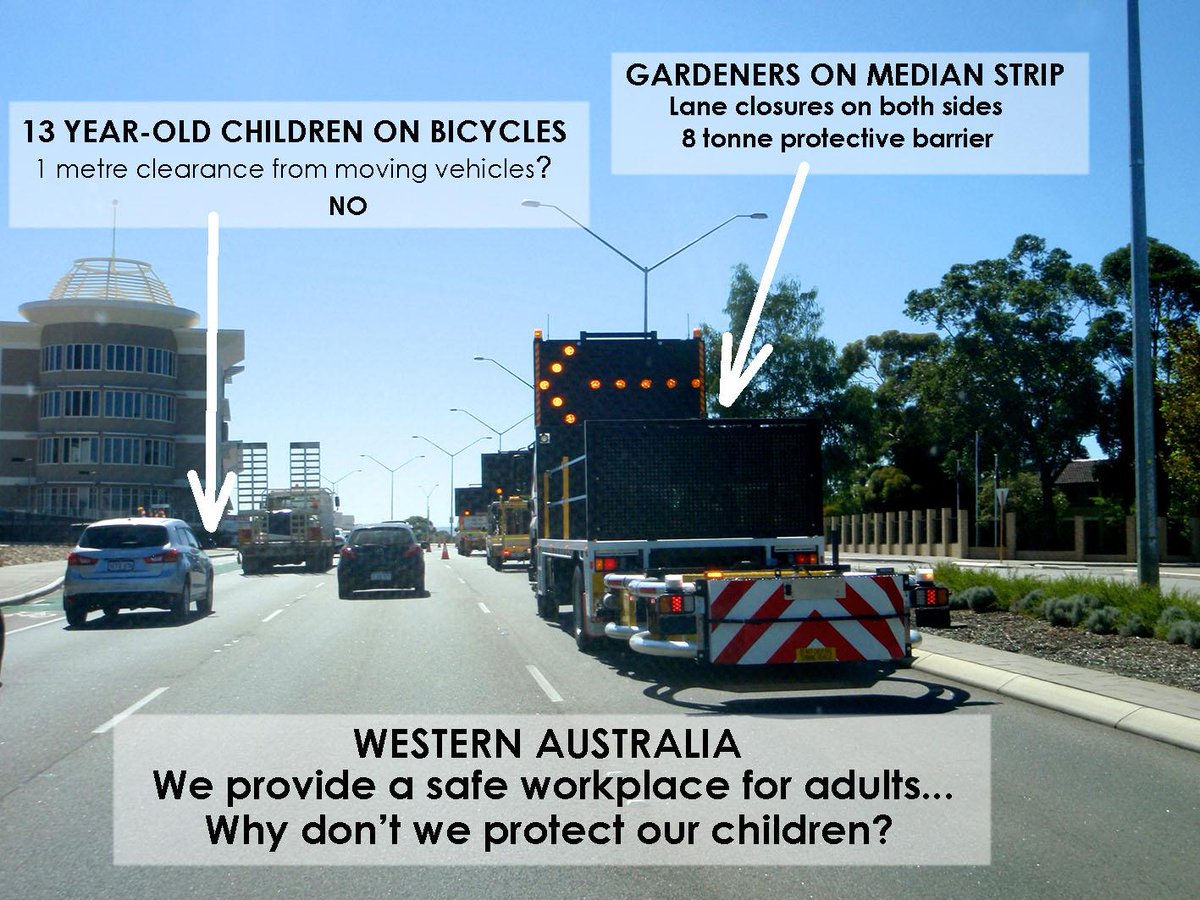 perthbiker's tweet image. There's a stark contrast between Western Australia's safe workplace practices &amp;amp; how we protect our children on roads